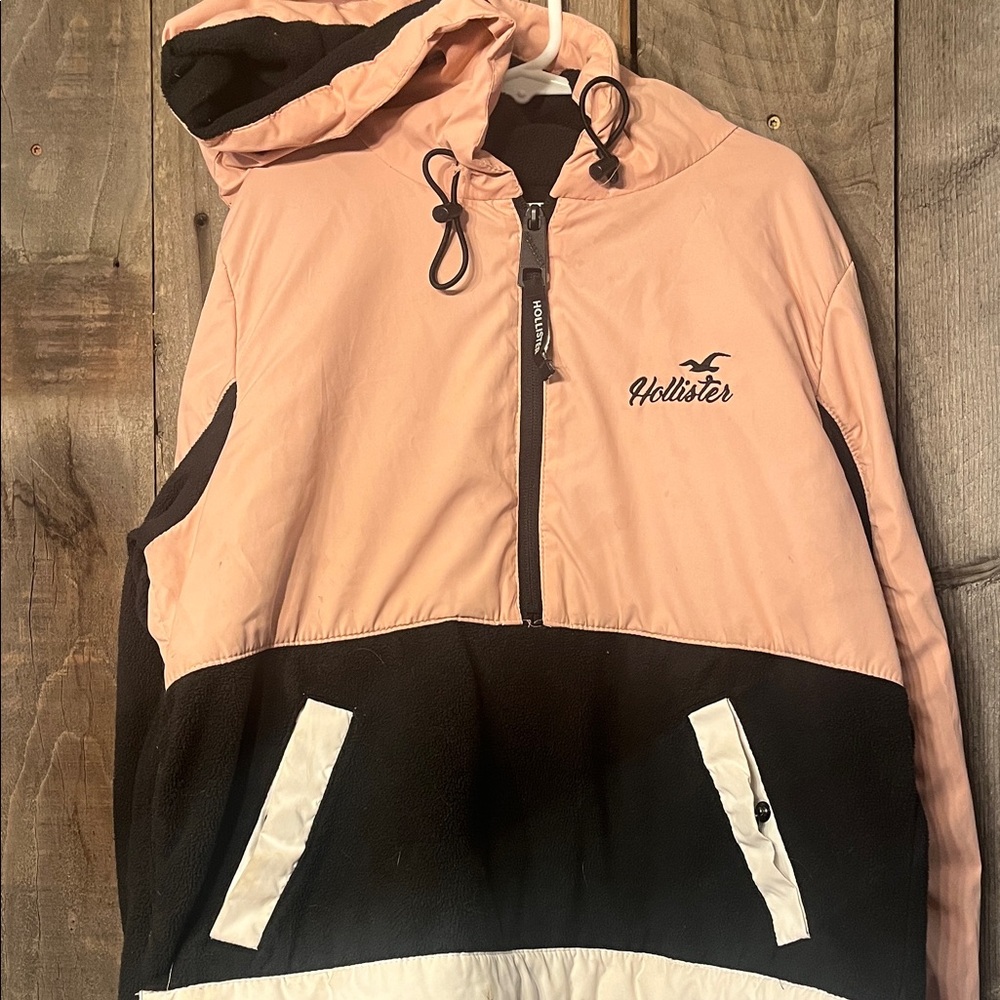 Hollister Light Pink and Black Hooded Jacket